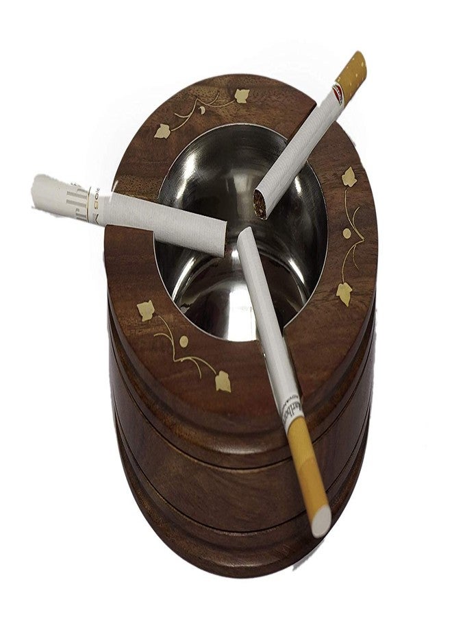 روليمولي منفضة سجائر خشبية مزخرفة من روليمولي، مصنوعة يدويًا، مزودة بثلاثة أماكن مخصصة للتدخين، مناسبة للمنزل والسيارة والمكتب، طقم من قطعة واحدة. - Image 2